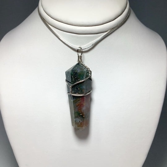 Wire Wrapped Indian Agate Pendant - Rocks and Gems Canada
