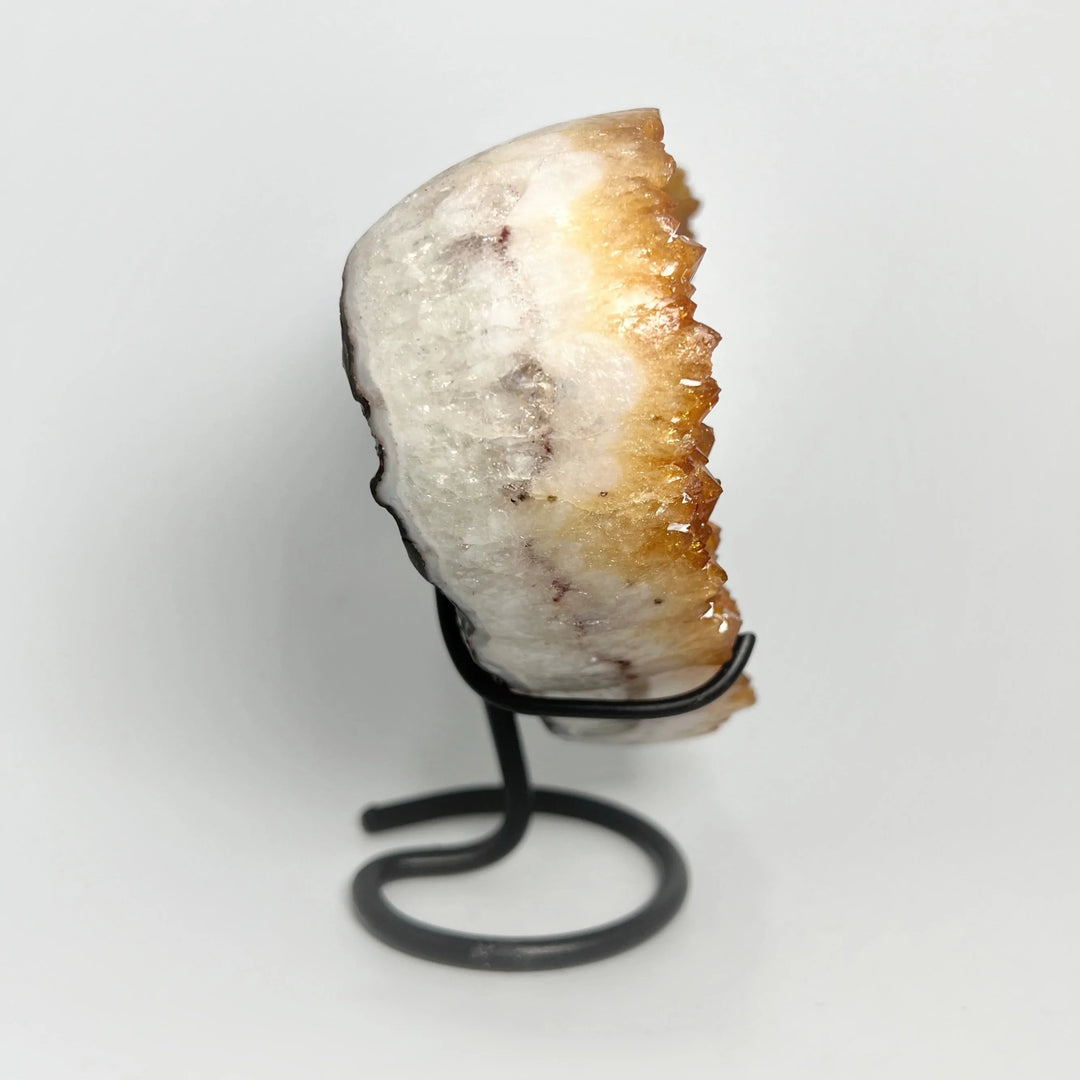 Citrine Druze Cluster Heart On Stand - Rocks and Gems Canada