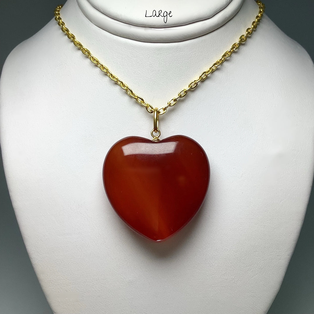Carnelian Agate Heart Pendant - Gold Finish Bail - Rocks and Gems Canada