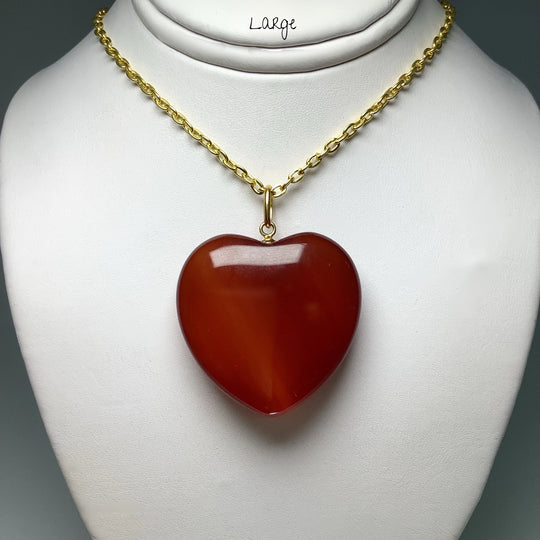 Carnelian Agate Heart Pendant - Gold Finish Bail - Rocks and Gems Canada