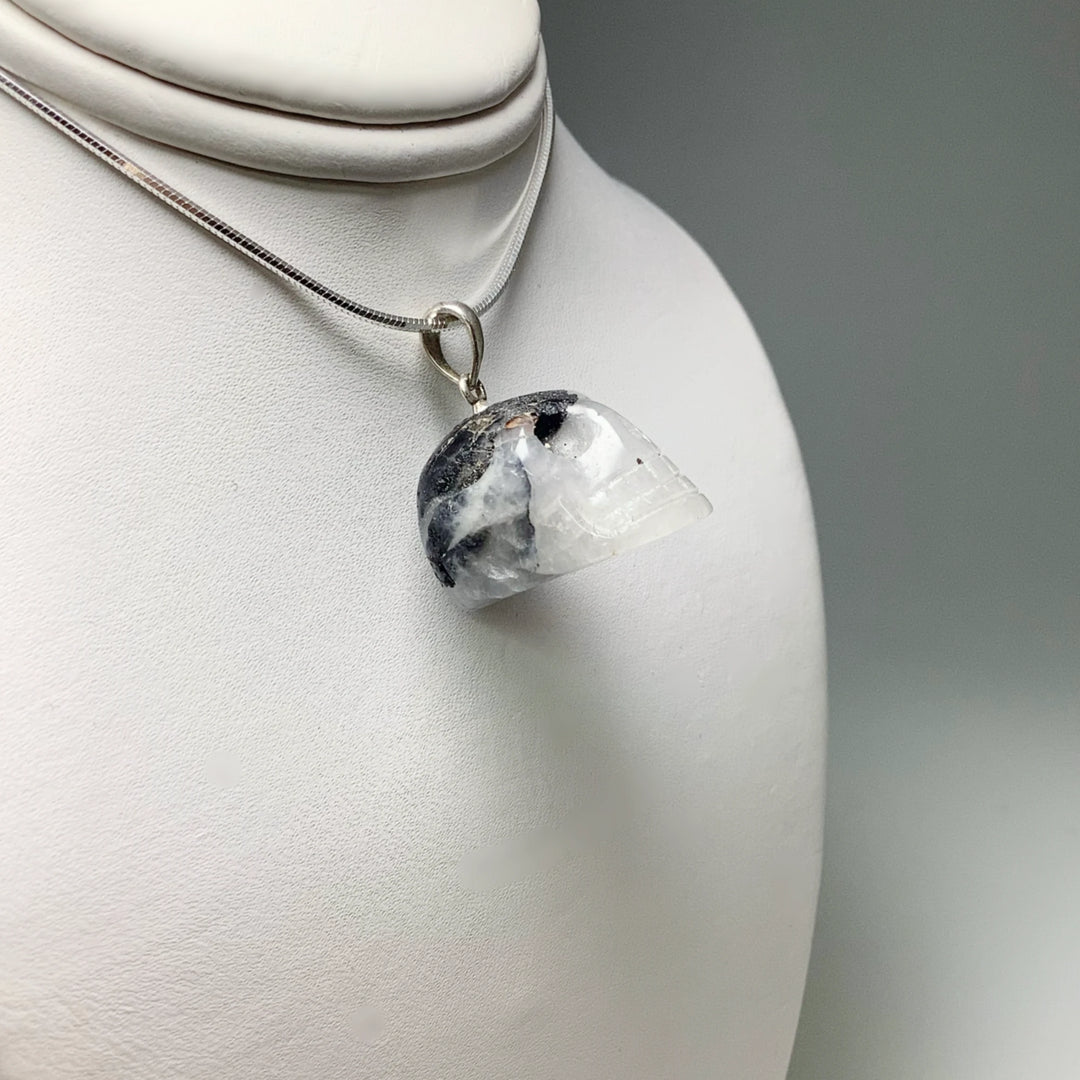 Tourmalated Quartz Skull Pendant - Rocks and Gems Canada