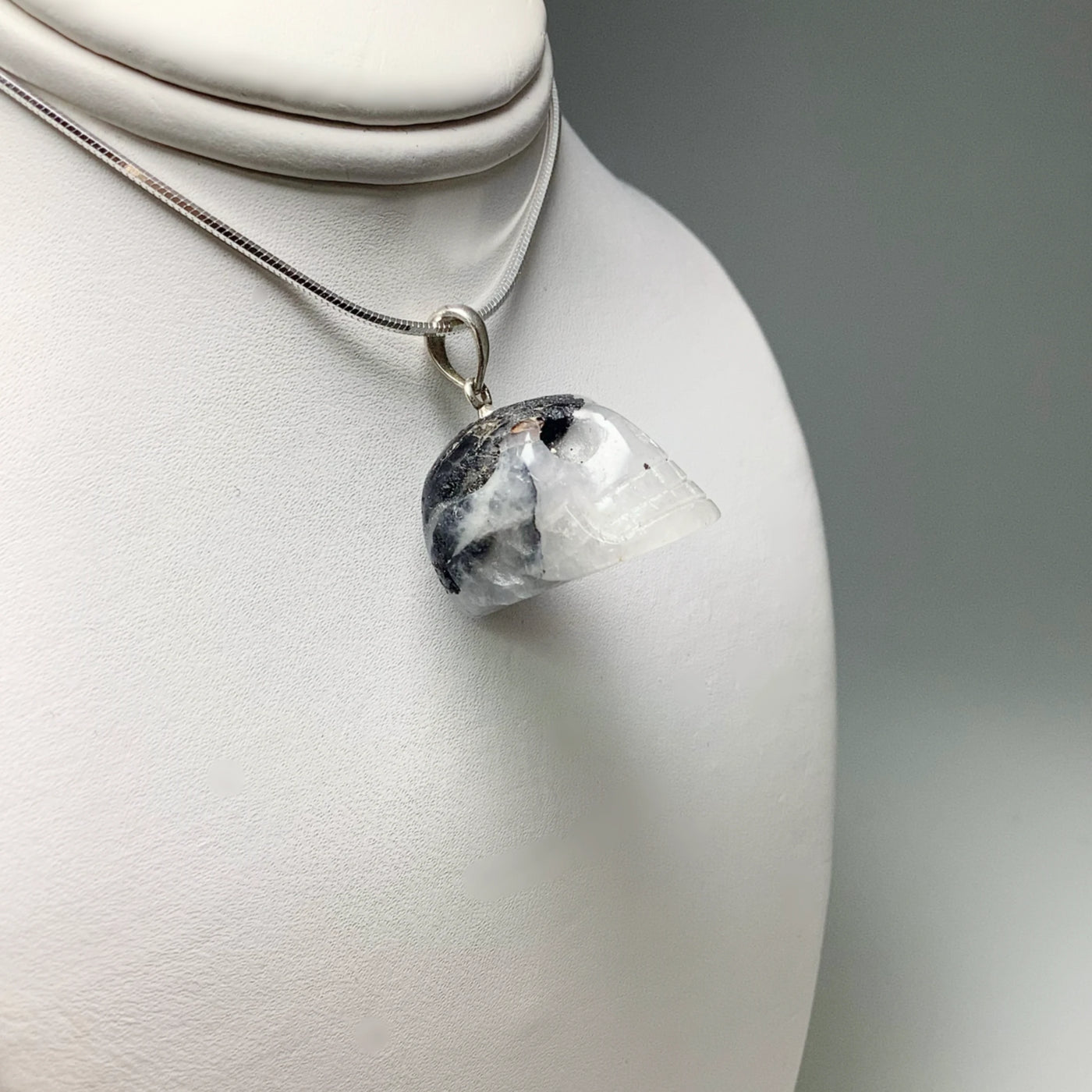 Tourmalated Quartz Skull Pendant