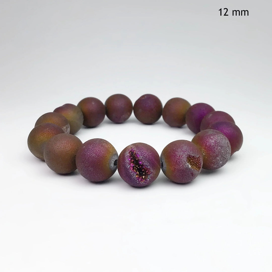 Druzy Matte Purple Beaded Bracelet - Rocks and Gems Canada