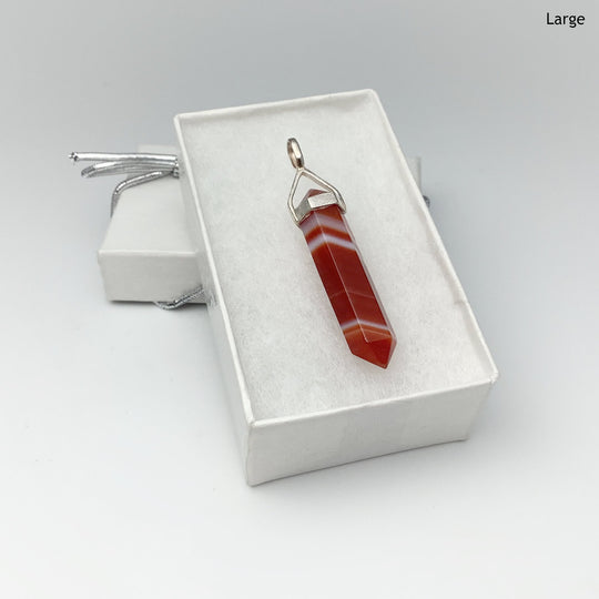 Banded Carnelian Agate Double Terminated Point Pendant - Rocks and Gems Canada