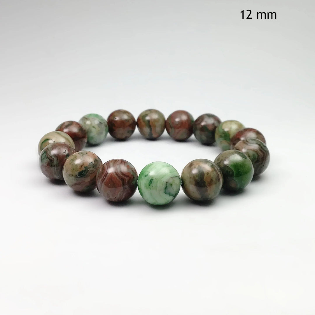 Green Crazy Lace Agate Beaded Bracelet - Rocks and Gems Canada