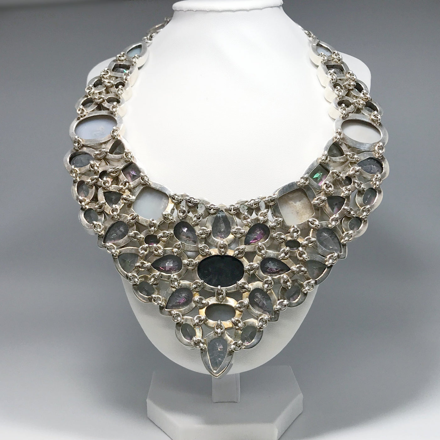 Mystic Topaz and Druzy Necklace and Earrings Set