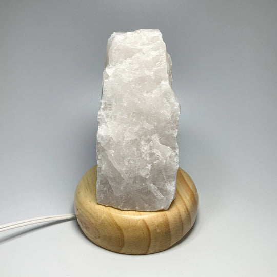 Quartz Lamp with Wooden Base - Rocks and Gems Canada