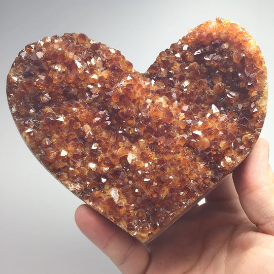 Citrine Druze Cluster Heart On Stand - Rocks and Gems Canada