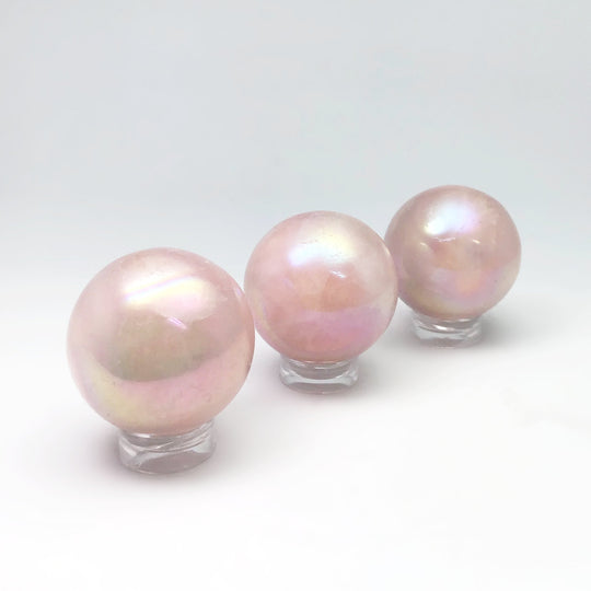 Aura Rose Quartz Sphere - Rocks and Gems Canada