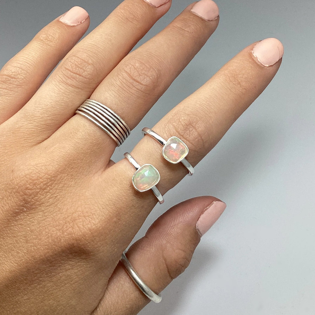 Faceted Ethiopian Fire Opal Ring - Rocks and Gems Canada