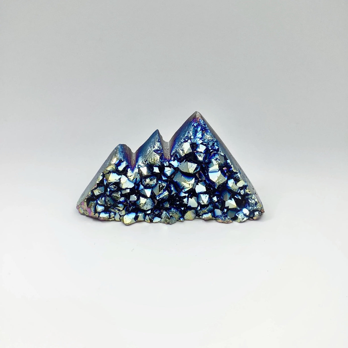 Blue Rainbow Amethyst Druze Cluster Mountain Carving
