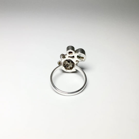 Campo Del Cielo Meteorite, Green Amethyst and Smoky Quartz Ring - Rocks and Gems Canada