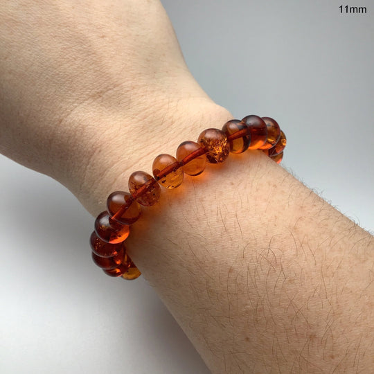 Cognac Amber Beaded Bracelet - Rocks and Gems Canada