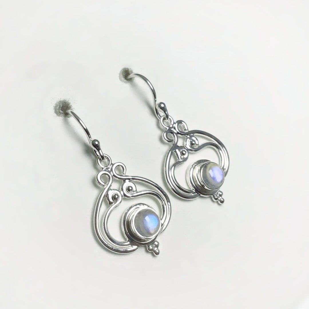 Rainbow Moonstone Dangle Earrings - Rocks and Gems Canada