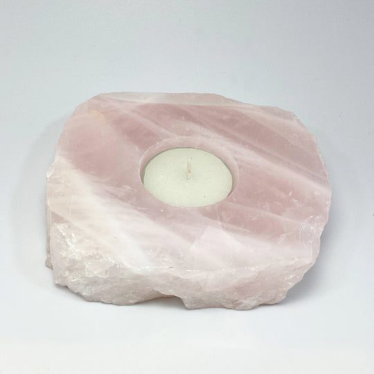 Rose Quartz Candle Holder - Rocks and Gems Canada
