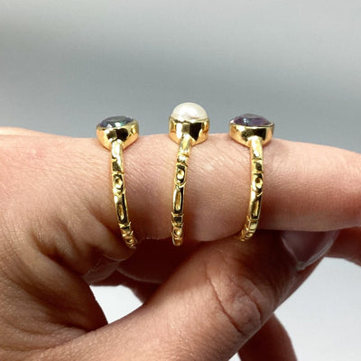 Triple Ring Set - Mystic Topaz and Pearl