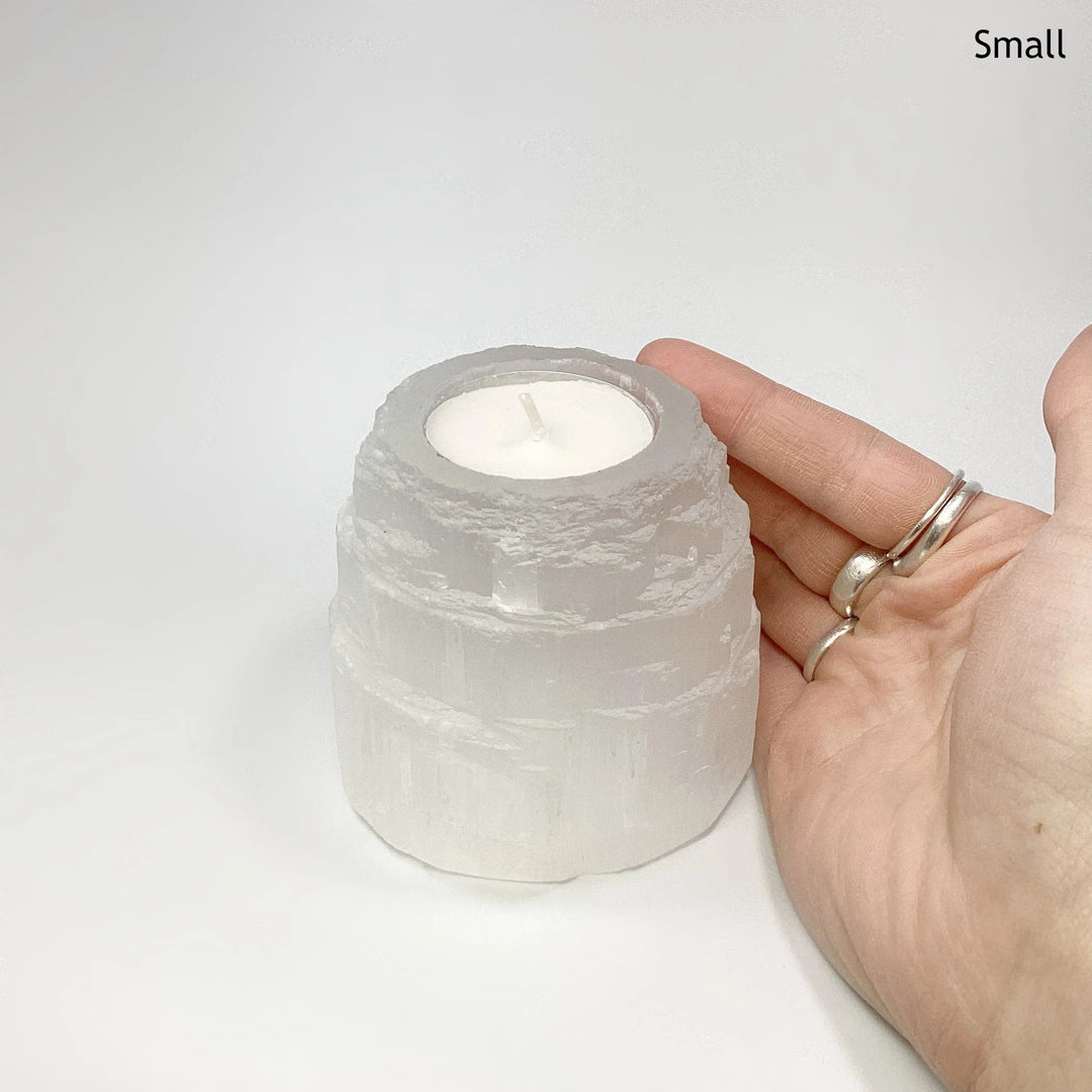 Selenite Candle Holder - Rocks and Gems Canada
