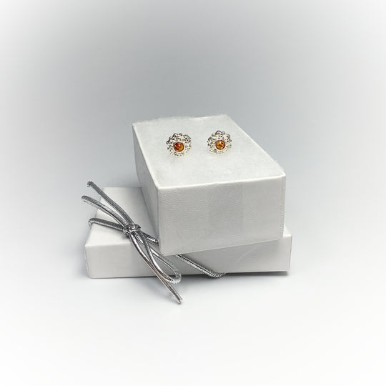 Cognac Amber Stud Earrings - Rocks and Gems Canada