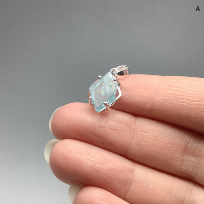 Raw Aquamarine Pendant at $125