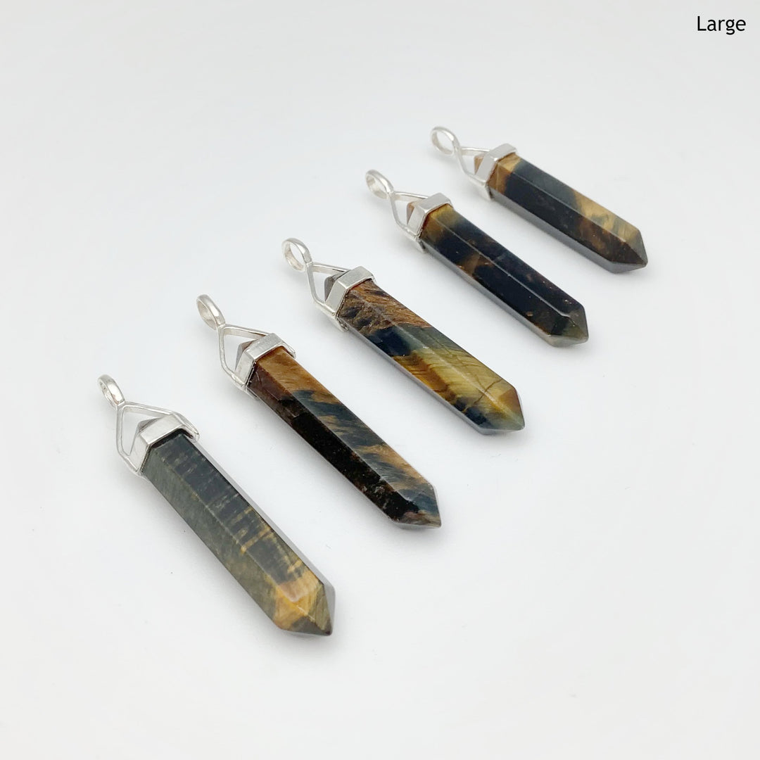 Blue Gold Tiger Eye Double Terminated Point Pendant - Rocks and Gems Canada
