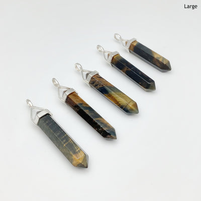 Blue Gold Tiger Eye Double Terminated Point Pendant
