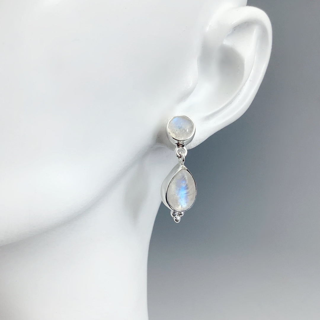 Rainbow Moonstone Stud Earrings - Rocks and Gems Canada