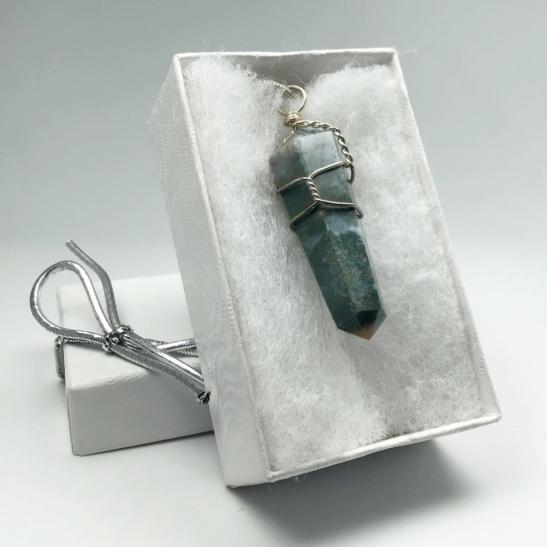 Wire Wrapped Indian Agate Pendant - Rocks and Gems Canada