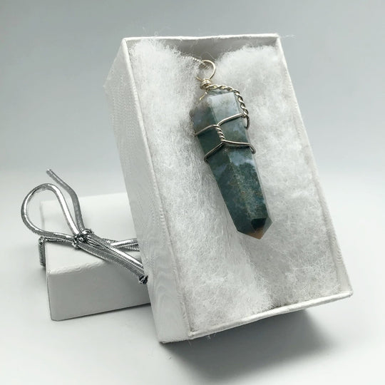 Wire Wrapped Indian Agate Pendant - Rocks and Gems Canada