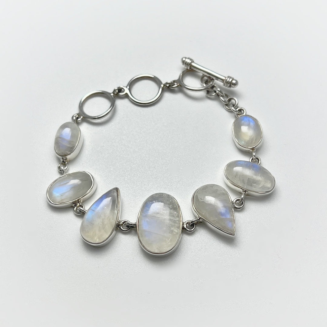 Rainbow Moonstone Sterling Silver Bracelet - Rocks and Gems Canada