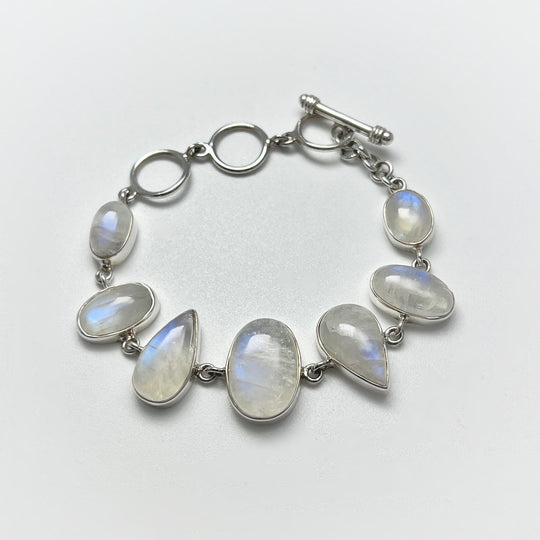 Rainbow Moonstone Sterling Silver Bracelet - Rocks and Gems Canada
