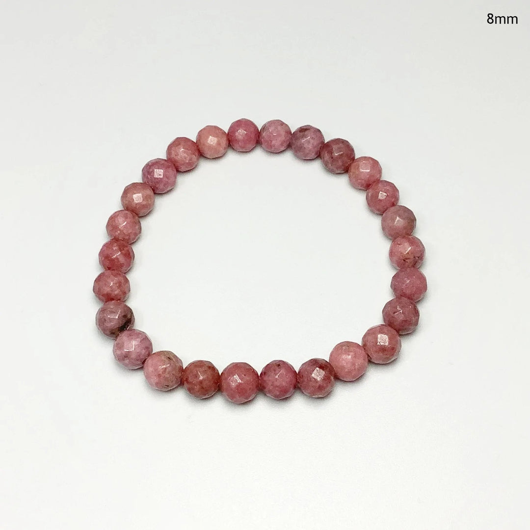 Pink Rhodonite Faceted Beaded Bracelet - Rocks and Gems Canada