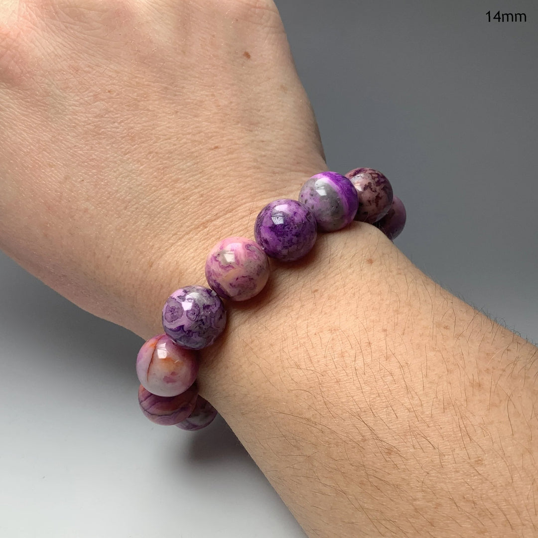 Purple Crazy Lace Agate Beaded Bracelet - Rocks and Gems Canada
