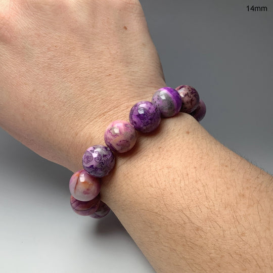 Purple Crazy Lace Agate Beaded Bracelet - Rocks and Gems Canada