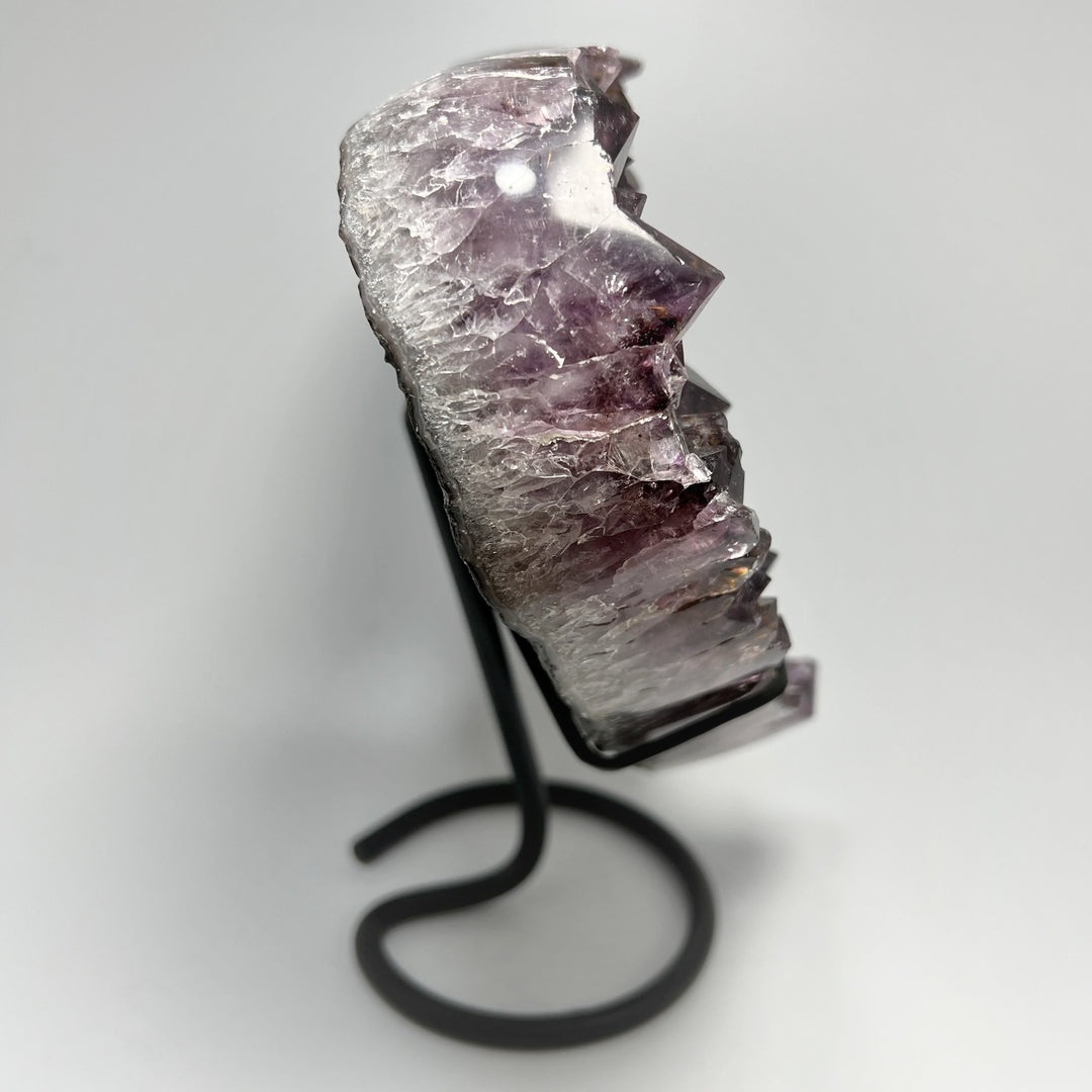 Large Amethyst Druze Cluster Heart On Stand - Rocks and Gems Canada