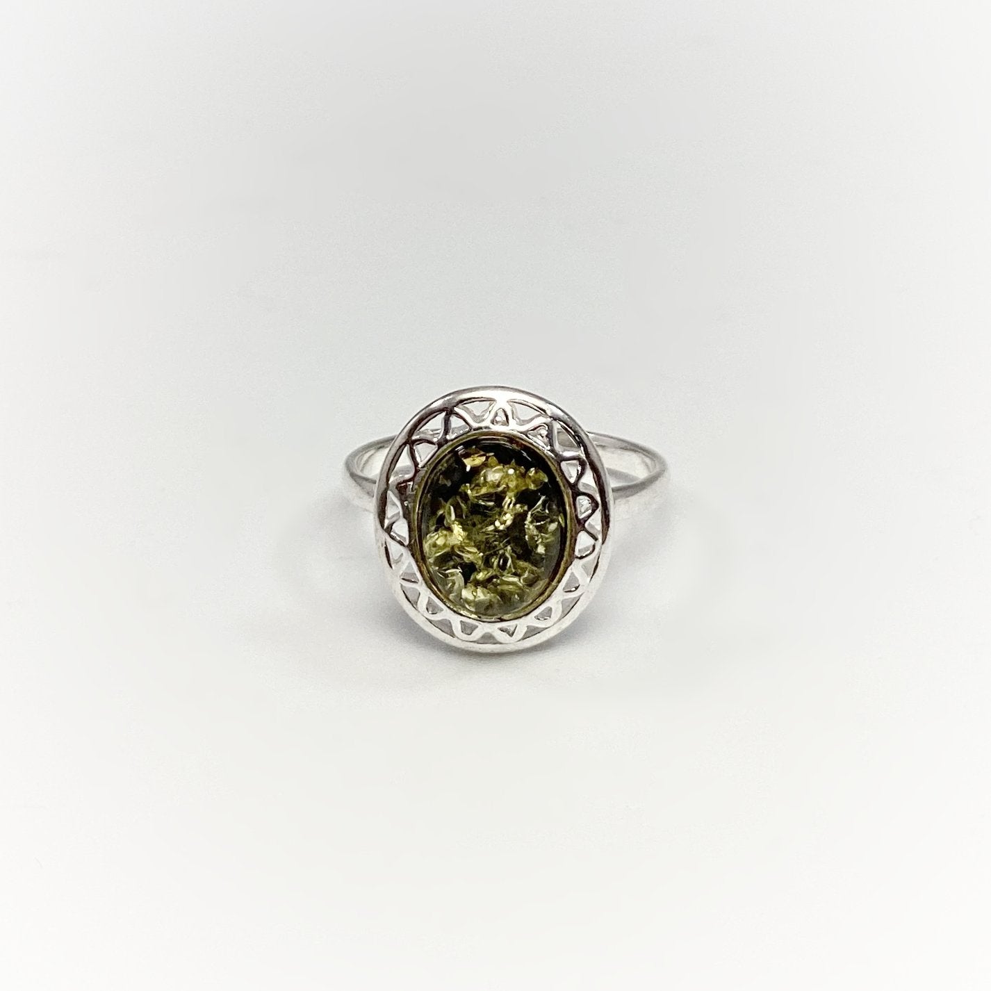 Green Amber Ring - Rocks and Gems Canada
