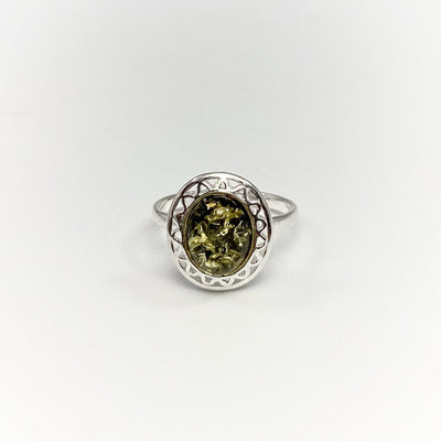 Green Amber Ring