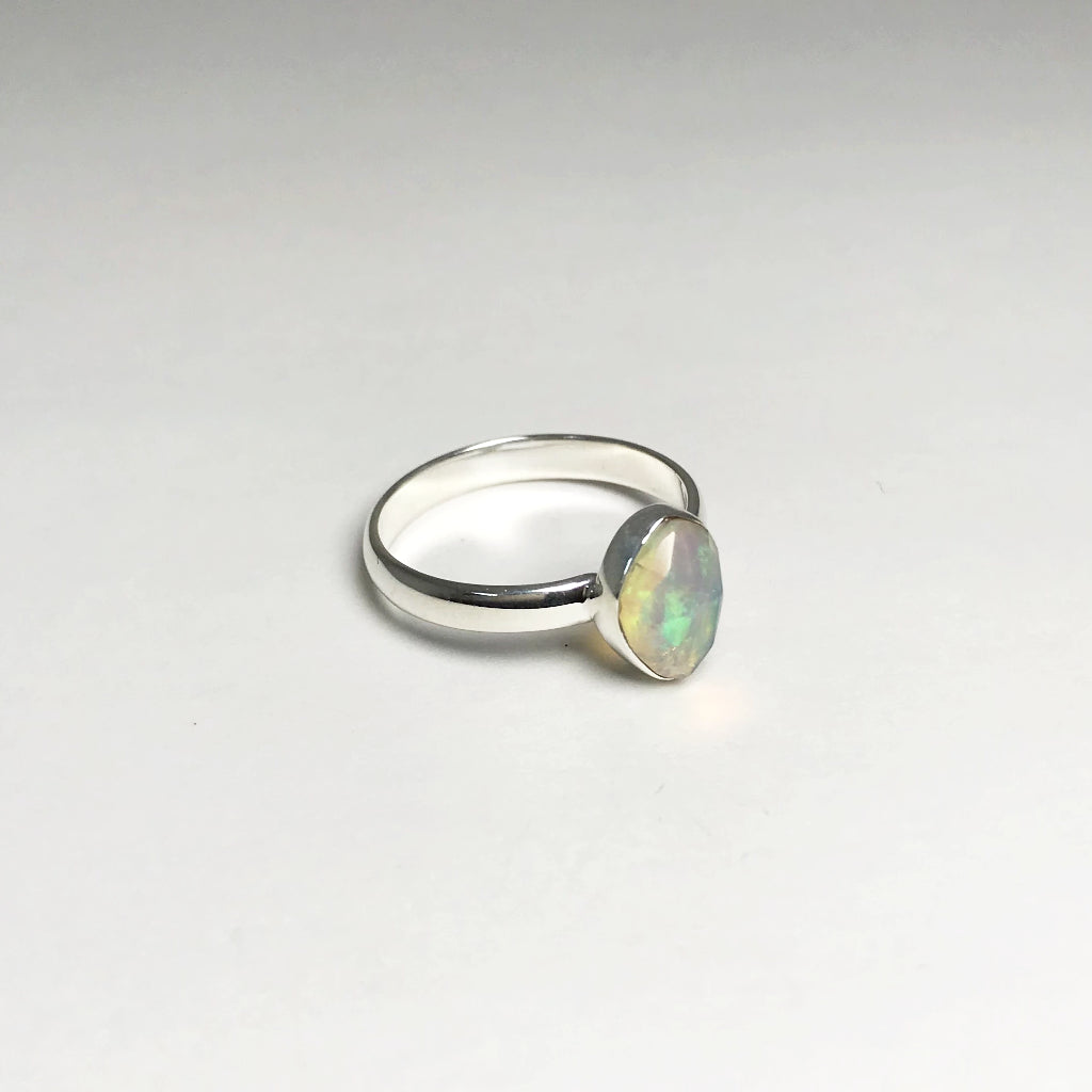 Faceted Ethiopian Fire Opal Ring