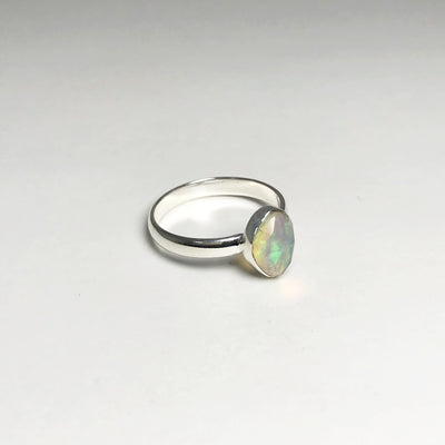 Faceted Ethiopian Fire Opal Ring