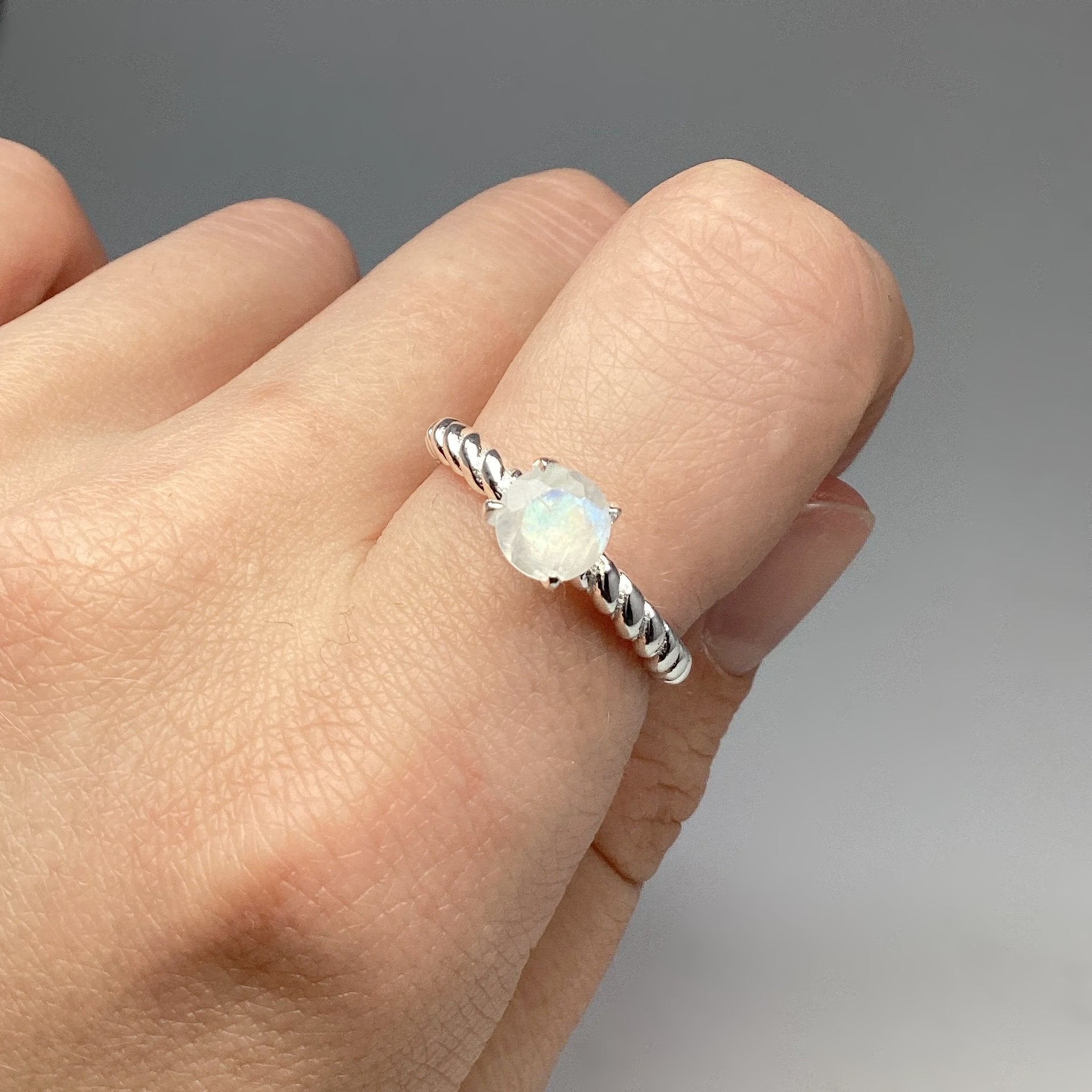 Rainbow Moonstone Ring - Rocks and Gems Canada