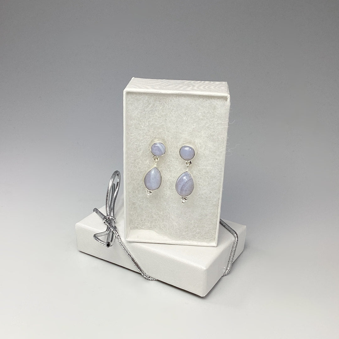 Blue Lace Agate Stud Earrings - Rocks and Gems Canada