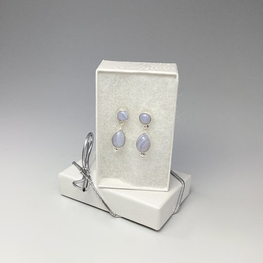 Blue Lace Agate Stud Earrings - Rocks and Gems Canada