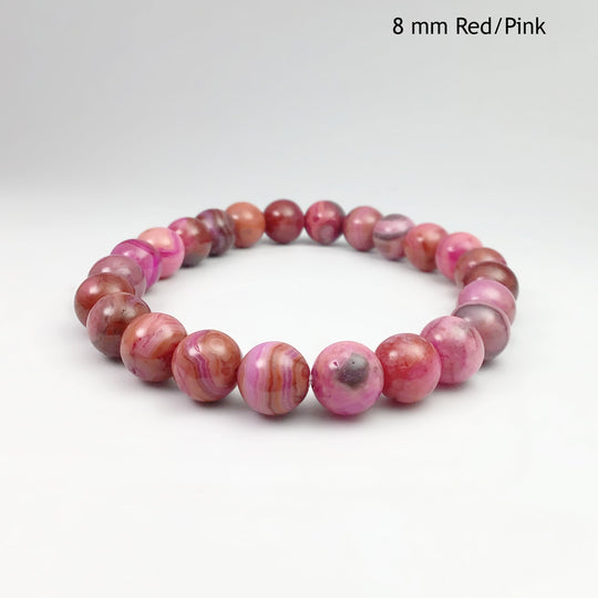 Pink Crazy Lace Agate Beaded Bracelet - Rocks and Gems Canada