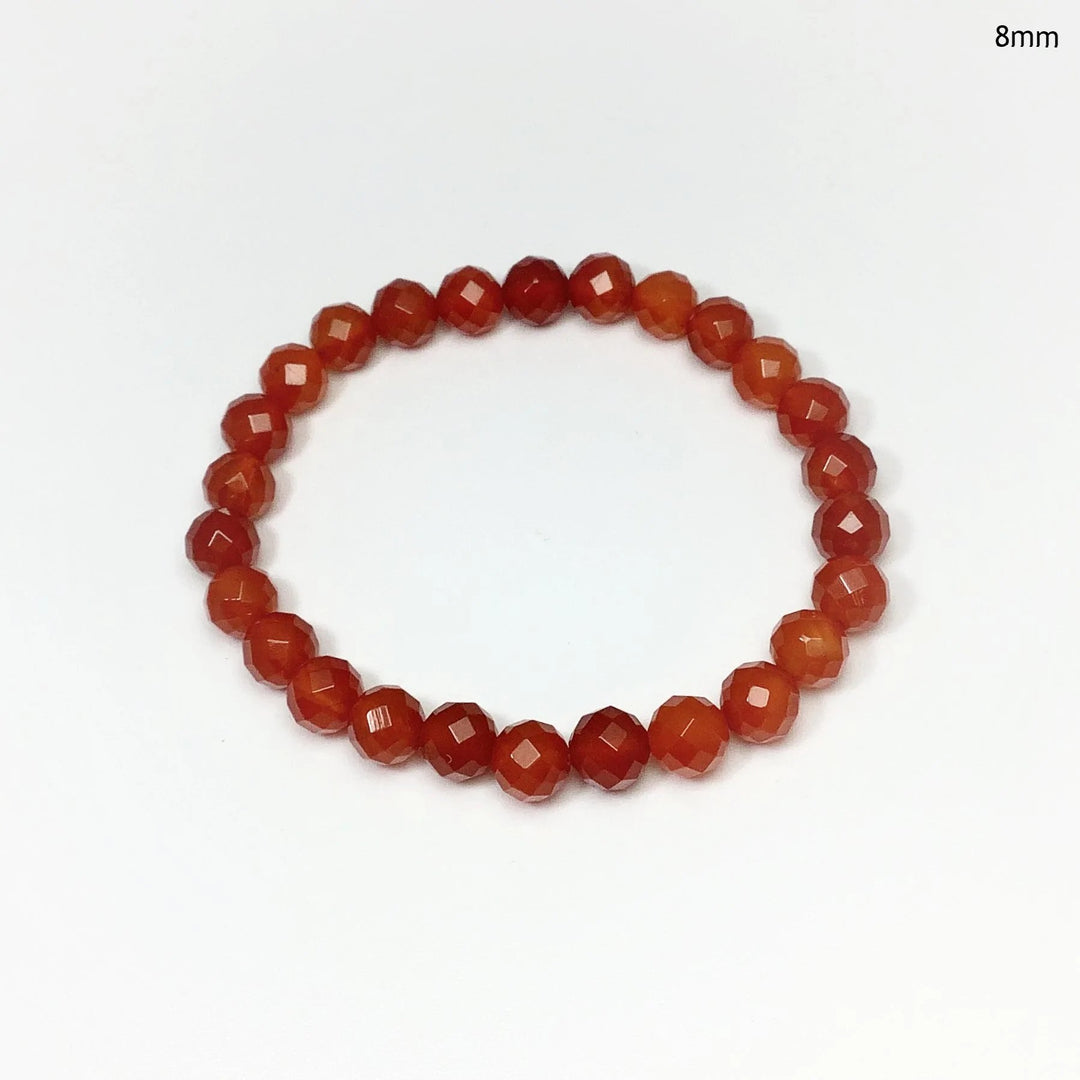 Carnelian Agate Faceted Beaded Bracelet - High Quality - Rocks and Gems Canada