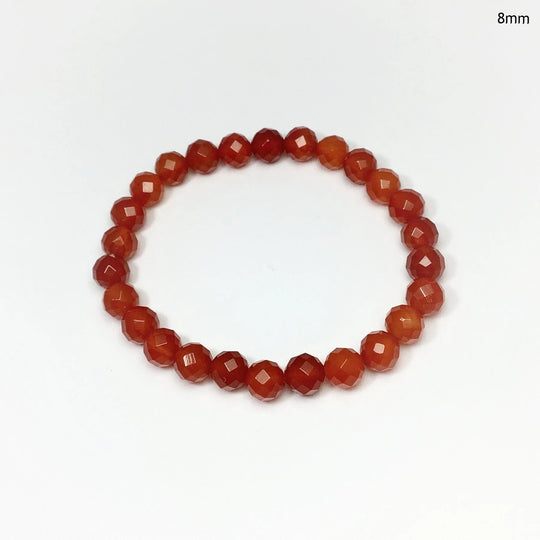 Carnelian Agate Faceted Beaded Bracelet - High Quality - Rocks and Gems Canada