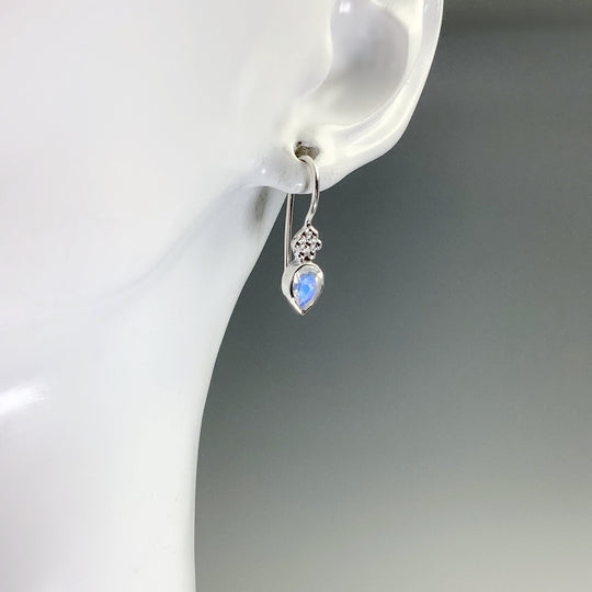 Rainbow Moonstone Dangle Earrings - Rocks and Gems Canada