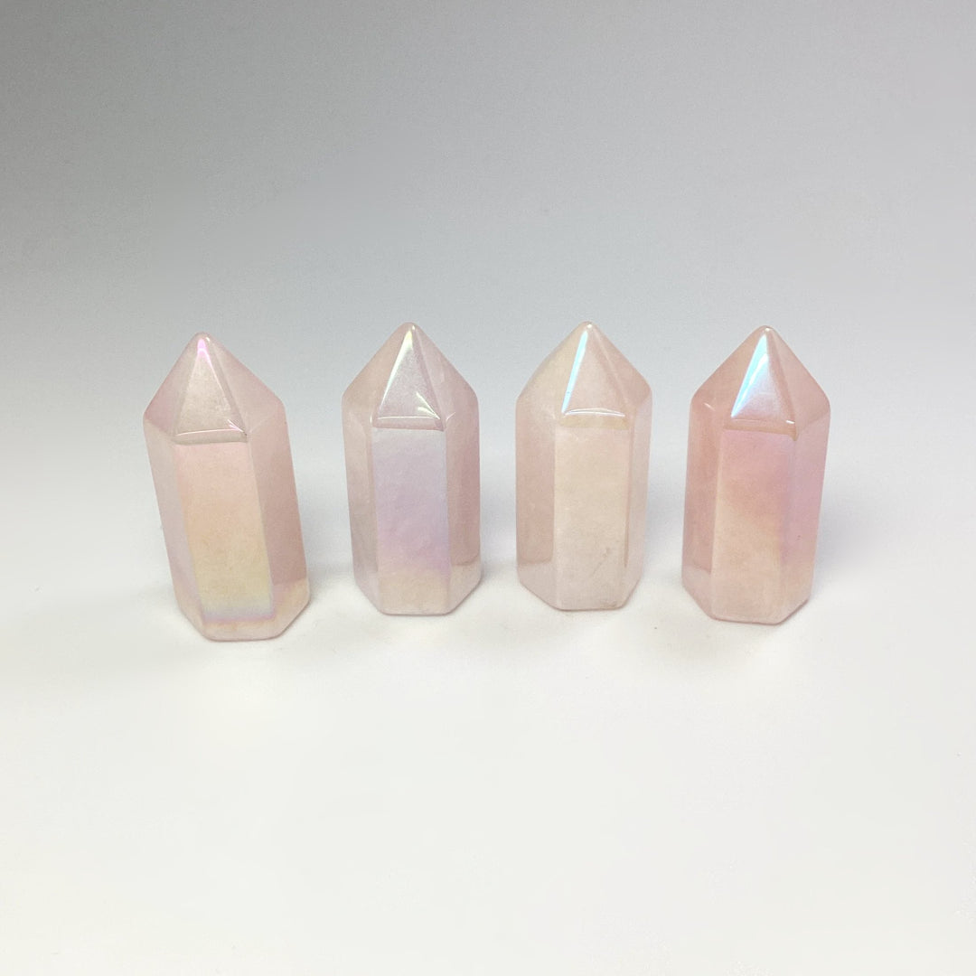 Polished Opalescent Rose Quartz Point - Rocks and Gems Canada