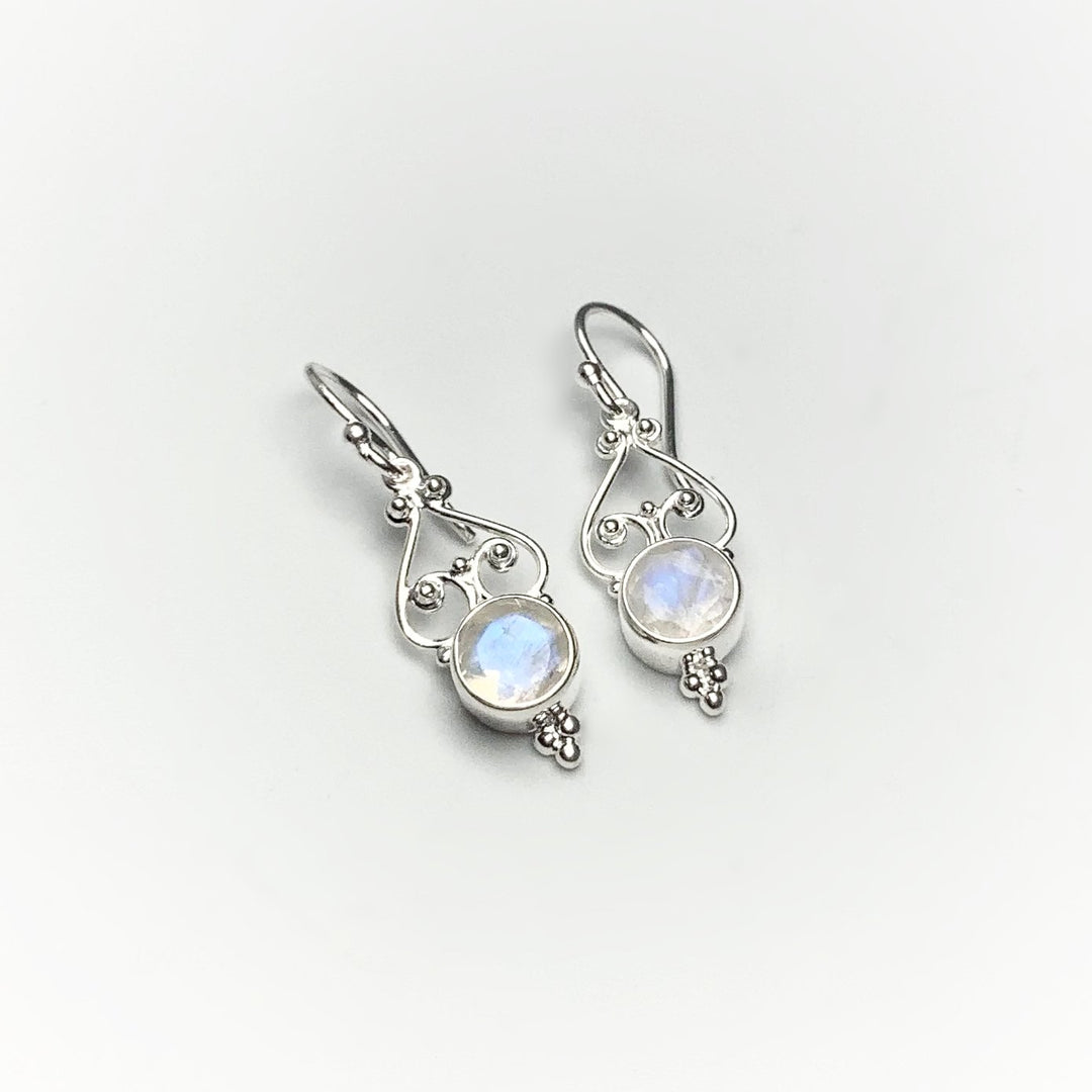 Rainbow Moonstone Dangle Earrings - Rocks and Gems Canada