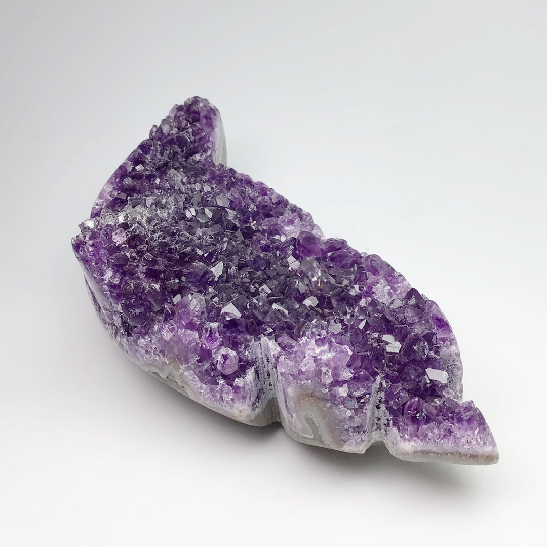 Amethyst Druze Cluster Leaf Carving - Rocks and Gems Canada