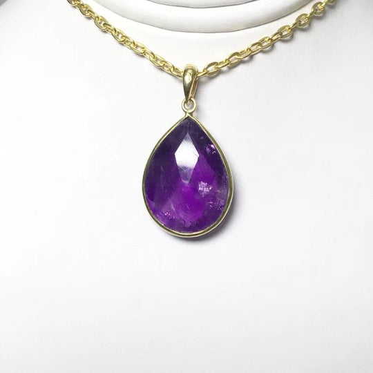 Gold Finish Amethyst Pendant - Rocks and Gems Canada