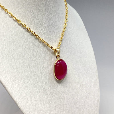 Pink Jade Gold Finish Pendant